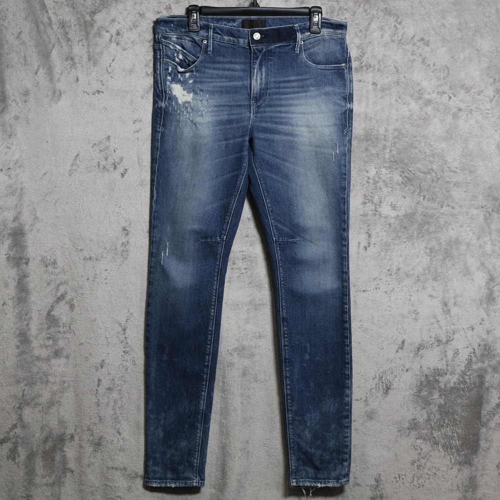 RTA Bryant Jeans Mens 34x33 Blue Slim Distressed Stretch Denim Pants Made in USA